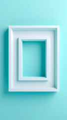 Empty frame on blue background, top view.