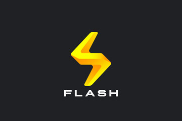 Poster - Energy Flash Lightning Bolt Logo Innovative Design Vector template. Power Battery Technology Logotype icon tech.