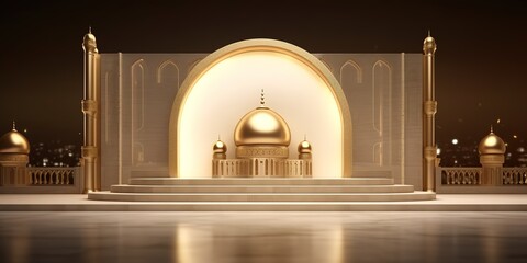 Wall Mural - background of a luxurious gold mini mosque. Generative Ai