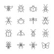 Set of bugs and insect icon for web app simple line design