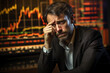 © twindesigner - A Worried Businessman Amid Economic Downturn and a financial Crysis. Ai generated