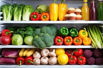 Sticker - a fully stocked fridge full of fresh fruits and vegetables