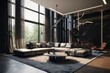 Modern interior with contrasting light and dark. Generative AI