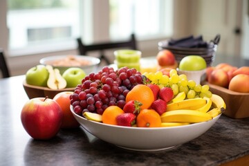 Sticker - large bowl of fresh fruit on a kitchen table