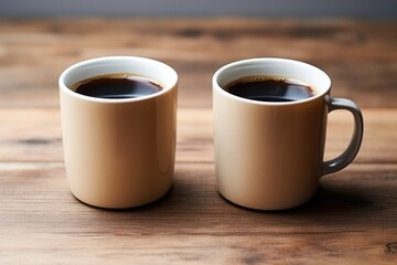 Canvas Print - two identical mugs filled with coffee