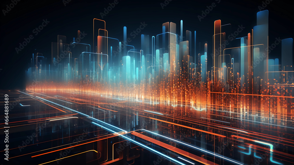 Abstract digital graphics Futuristic 3D Concept, AI and Big Data ...