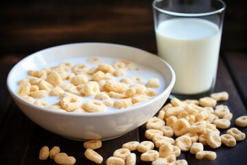 Sticker - cereal rings floating in a bowl of milk