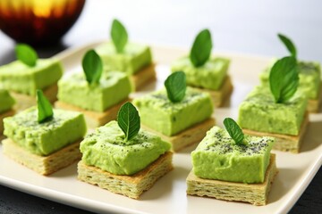 Sticker - mashed avocado spread on miniature bread pieces