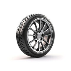 Wall Mural - car wheel isolated on white background. Generative AI