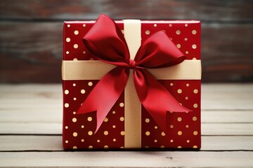 Wall Mural - a decorated gift box with a red bow