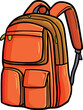 Cool modern orange backpack cartoon illustration