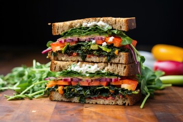 Canvas Print - veggie-loaded sandwich on sourdough with lots of color