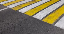 White And Yellow Pedestrian Crossing On The Road, Pedestrian Crossing Over The Highway