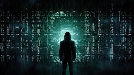 The dark web hacker banner, binary code background