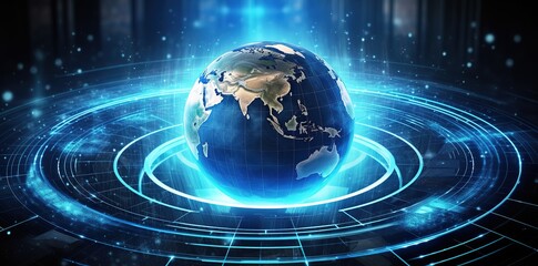 Wall Mural - earth background with future technology concept. generative ai