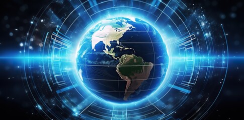 Wall Mural - earth background with future technology concept. generative ai