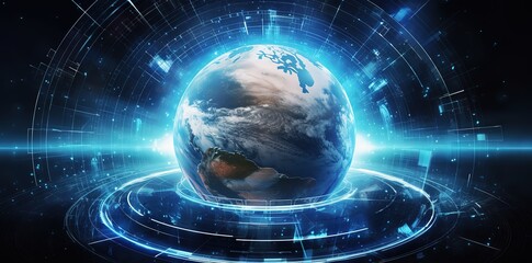 Wall Mural - earth background with future technology concept. generative ai