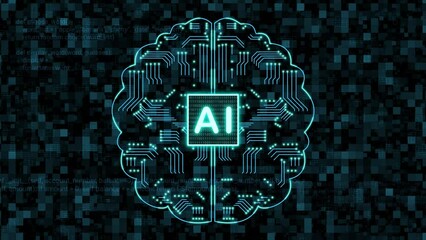 artificial intelligence brain technology related animation. how artificial intelligence technology spreading worldwide in short time concept.