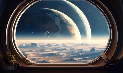 Wall Mural - background of planets in outer space. generative ai
