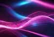 Abstract futuristic background with pink blue glowing neon moving high speed wave lines and bokeh