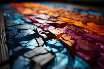 Poster - An abstract photography composition capturing the play of light and shadow on a wooden surface.