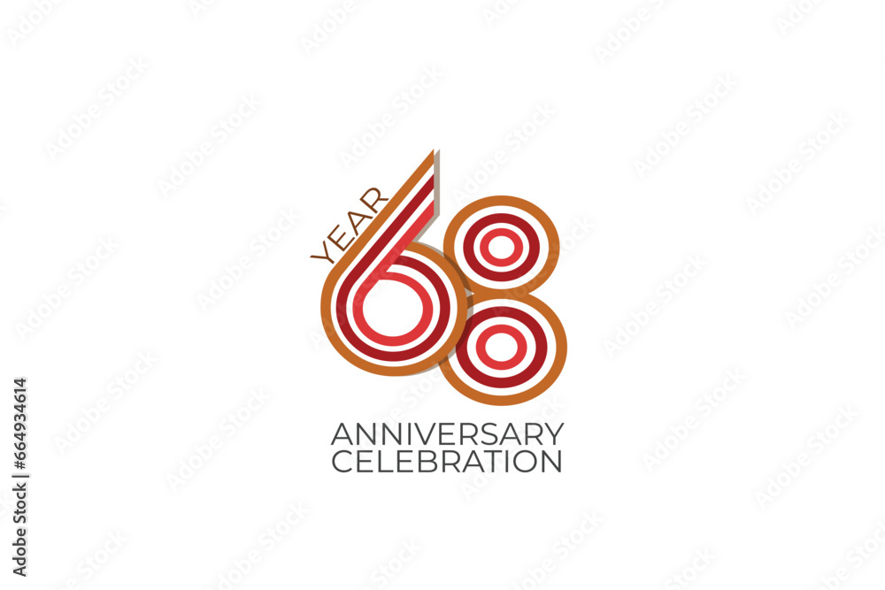 68th, 68 years, 68 year anniversary with retro style in 3 colors, red ...