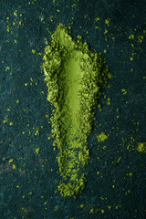 Poster - matcha powder tea on a stone surface