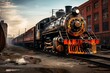 vintage locomotive in urban environment. Generative AI
