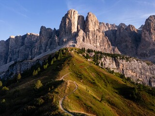 Wall Mural - Scenic view of rocky mountains at golden hour