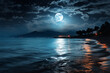 Romantic and beautiful panorama with full moon