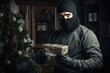 Burglary Christmas: A Festive Twist with a Gift-Wielding Bandit in the Background