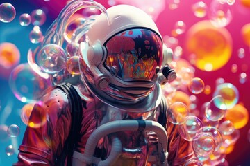 Wall Mural - An astronaut in space with colorful background. Beautiful art concept.