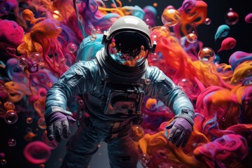 Wall Mural - An astronaut in space with colorful background. Beautiful art concept.