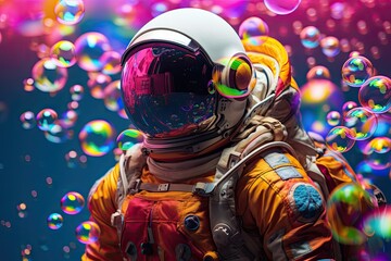 Wall Mural - An astronaut in space with colorful background. Beautiful art concept.