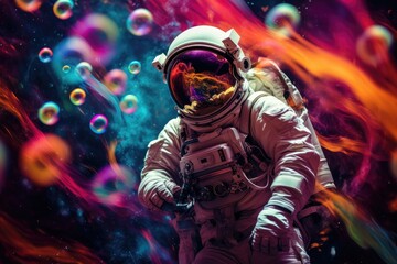 an astronaut in space with colorful background. beautiful art concept.