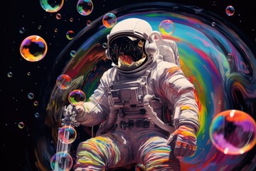 Wall Mural - An astronaut in space with colorful background. Beautiful art concept.