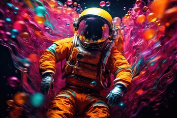 Wall Mural - An astronaut in space with colorful background. Beautiful art concept.