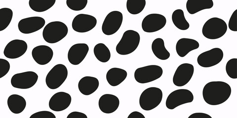 Leinwandbilder - Black bean spots, seamless pattern. For print, background, wallpaper, seamless surface, pillows, notebooks.