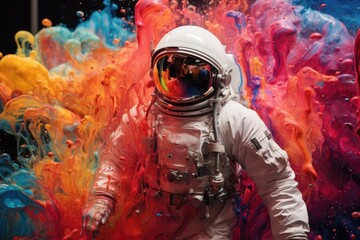 Wall Mural - An astronaut in space with colorful background. Beautiful art concept.