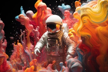 Wall Mural - An astronaut in space with colorful background. Beautiful art concept.