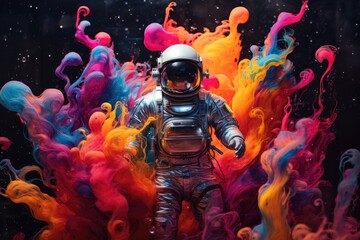 an astronaut in space with colorful background. beautiful art concept.