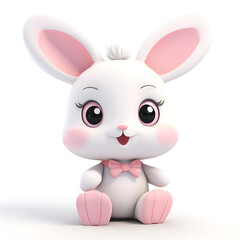 Wall Mural - Cute bunny rabbit 3d isolated on white