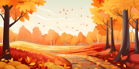 Wall Mural - Nature landscape of Autumn background