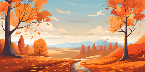 Sticker - Nature landscape of Autumn background