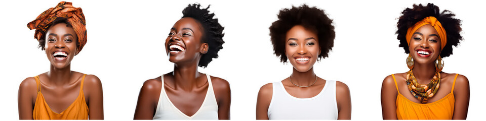 Poster - Portrait of a happy black african woman on a white background