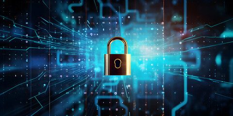 Cyber security with blue background