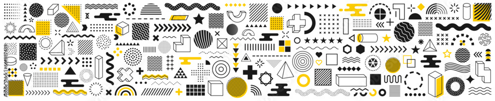 Geometric shapes. Memphis design, retro elements for web, vintage ...
