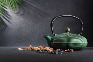 Sticker - Green asian iron teapot