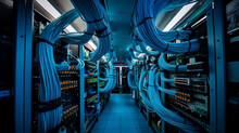 Professional LAN Ethernet Gigabyte switch cable management in server data center room