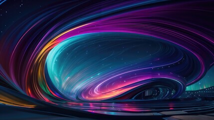 Sticker - background with curved wave of colorful